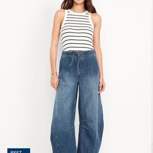 Old navy high waisted pull on barrel jeans